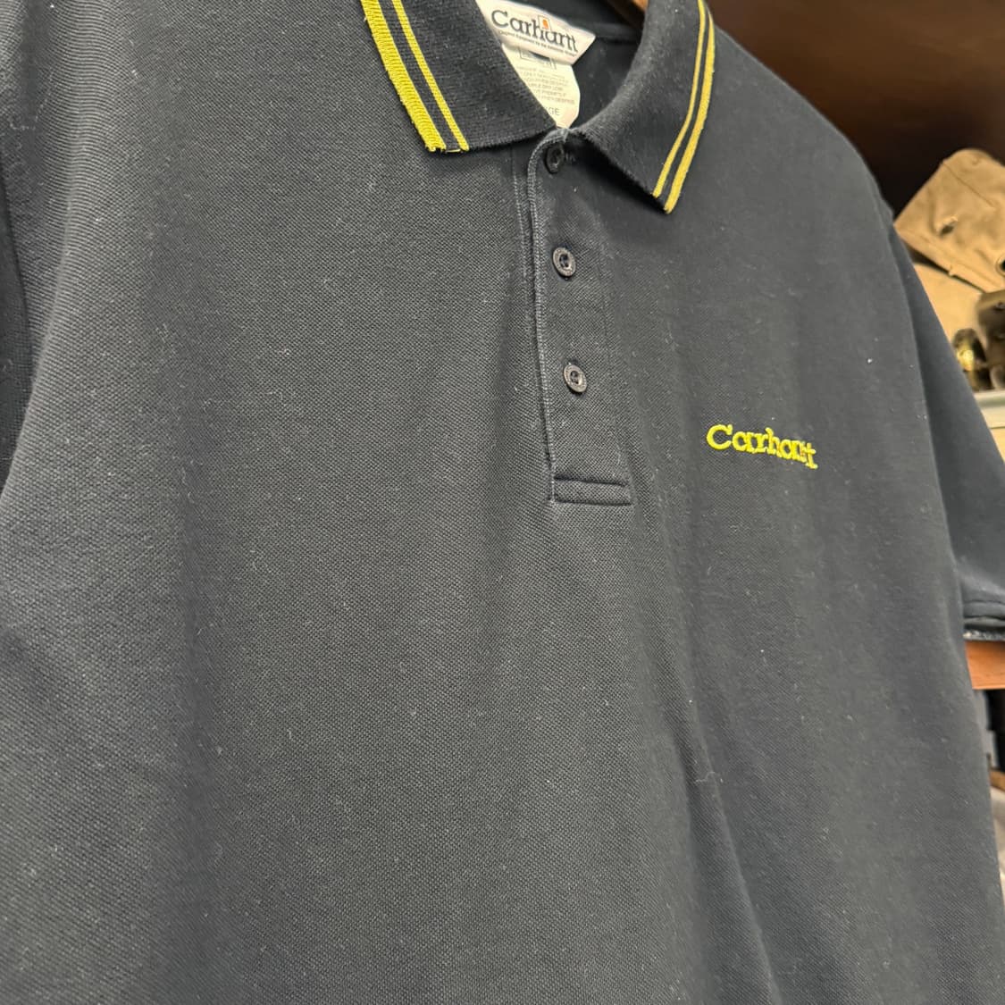 칼하트 WIP 스몰로고 PK 블랙 옐로 반팔 카라티 N851   상품이미지3