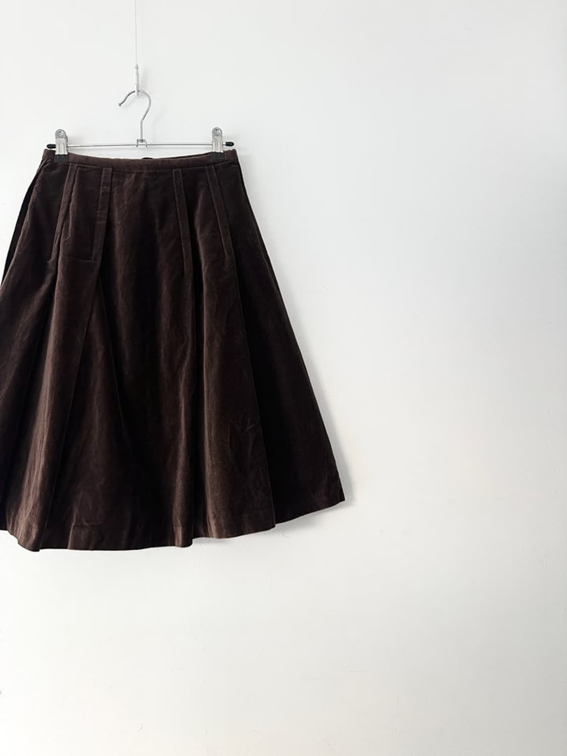 Velvet choco midi skirt / brown 상품이미지2
