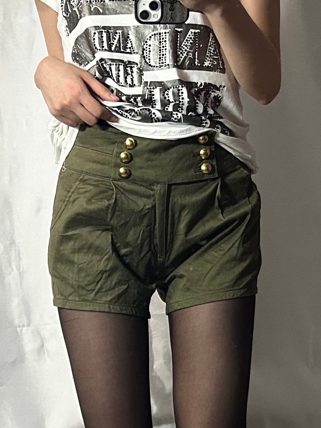 y2k triple button belt shorts  상품이미지1