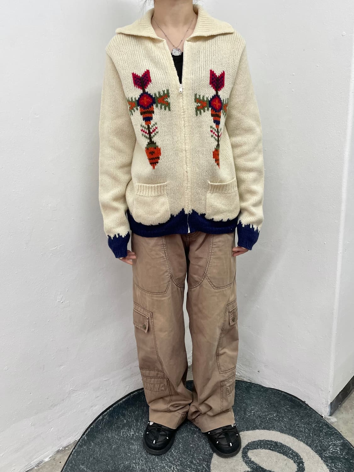 울 노르딕 포켓 니트 집업 상품이미지3