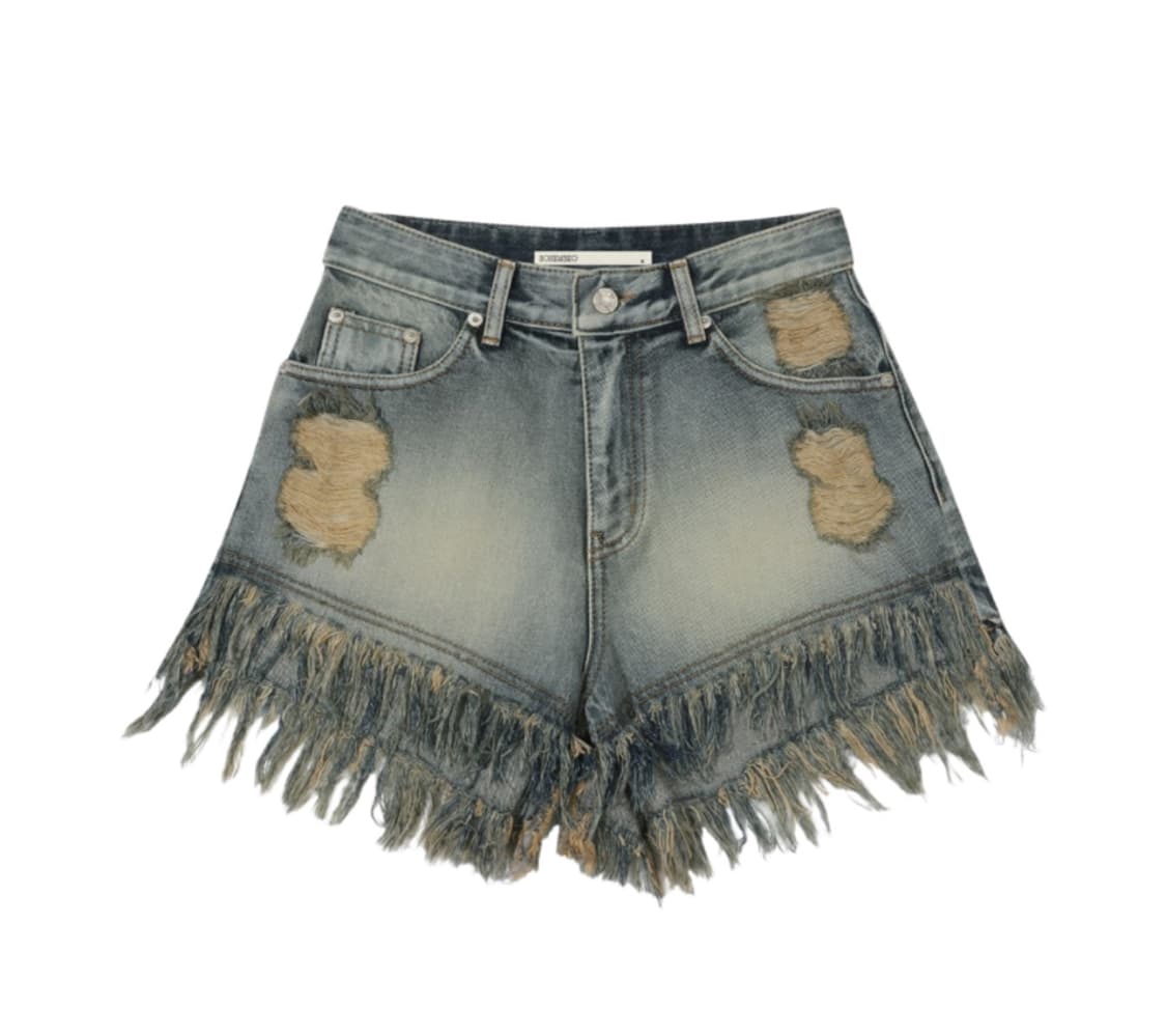 보헤미안서울 데미지 워싱 쇼츠 블루 23ver 상품이미지1