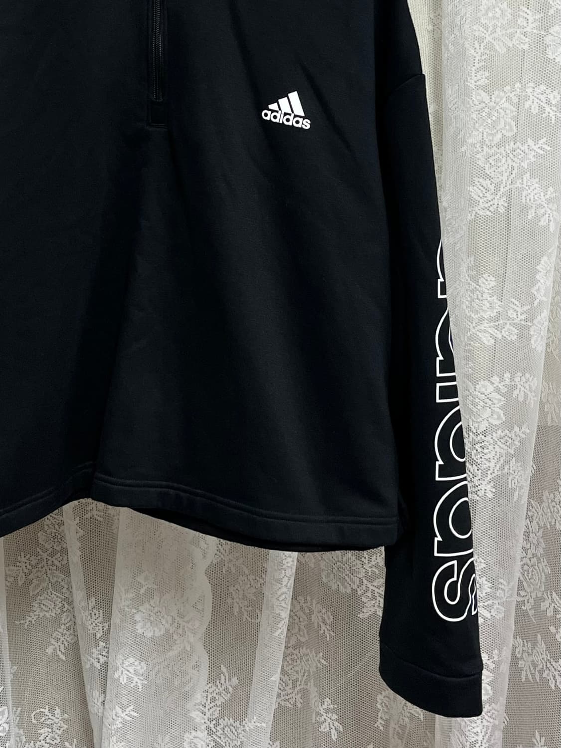 2XL) 아디다스 에센셜 우먼 플리스 하프집업 블랙 상품이미지3