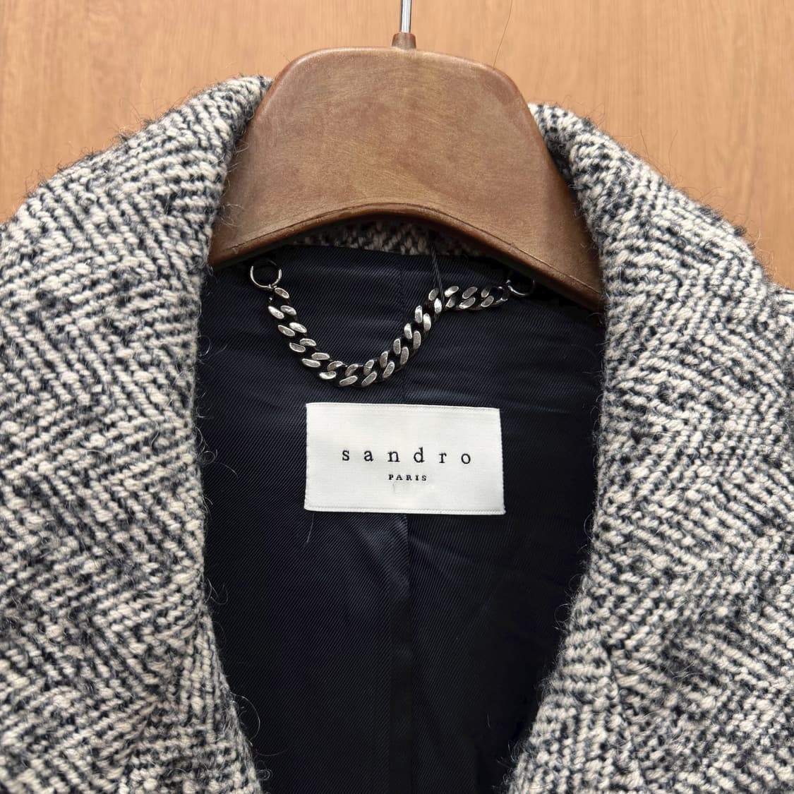 산드로 헤링본 코트 더블 브레스티드 테일러드 카라 포켓 디테일 그레이 상품이미지6