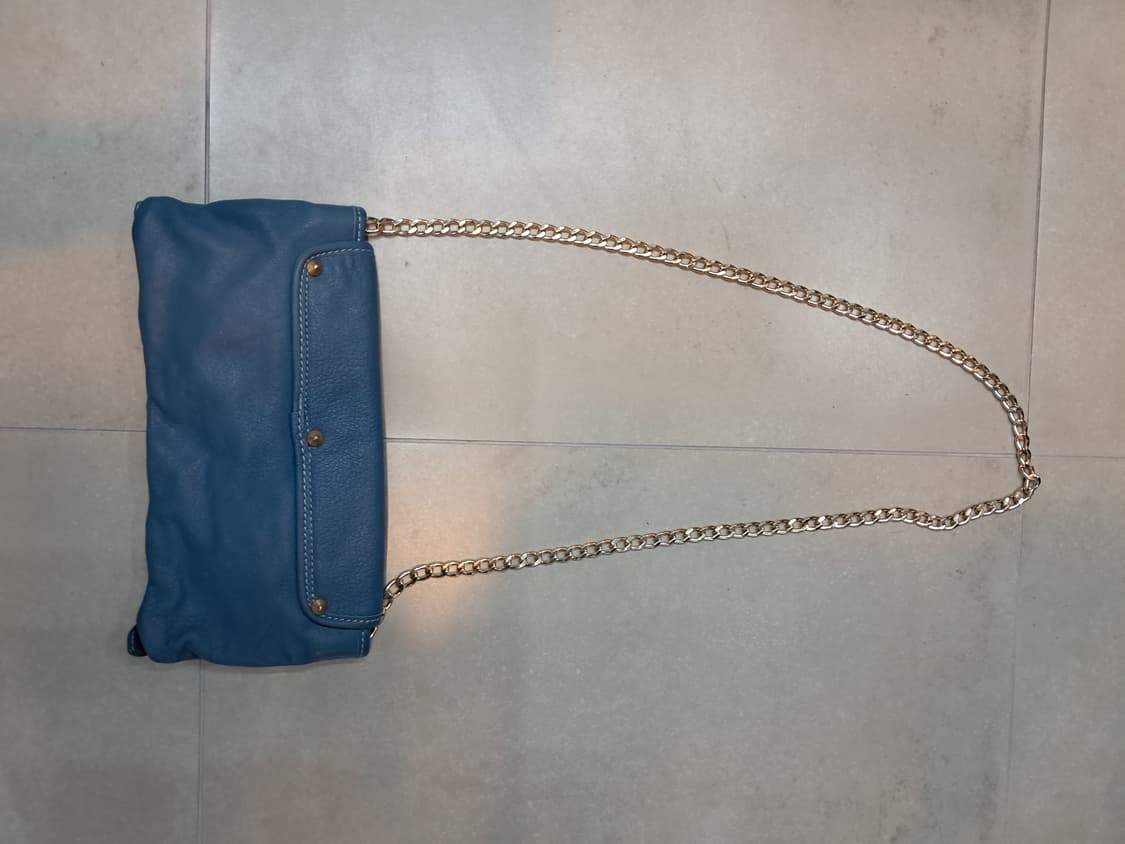 발망 가죽 체인 숄더백 블루 상품이미지3