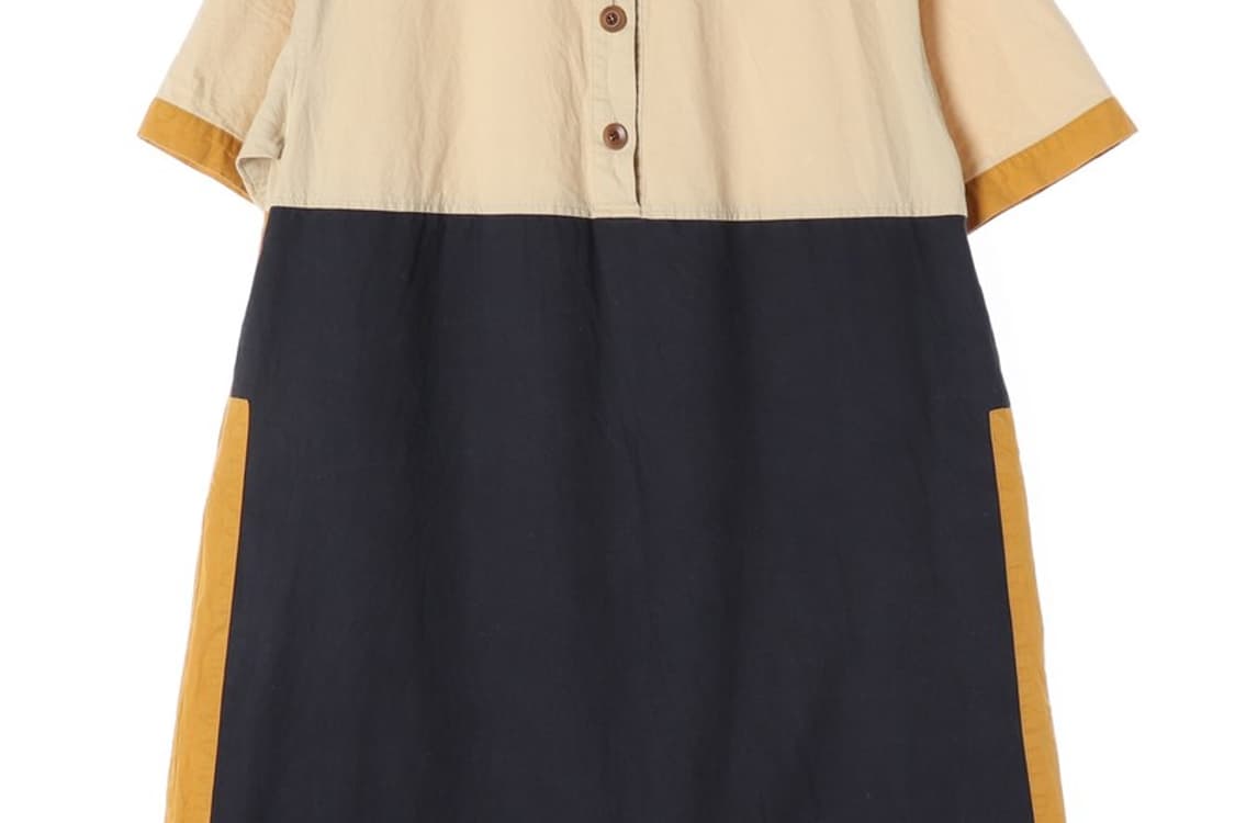 스튜디오 톰보이 코튼 컬러 배색 반팔 원피스 F 상품이미지4