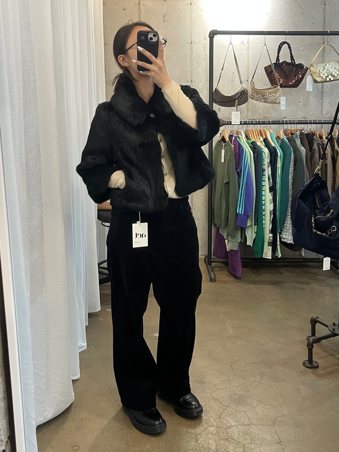 ELODIE NELSON 리얼 래빗 퍼 자켓 블랙 상품이미지5