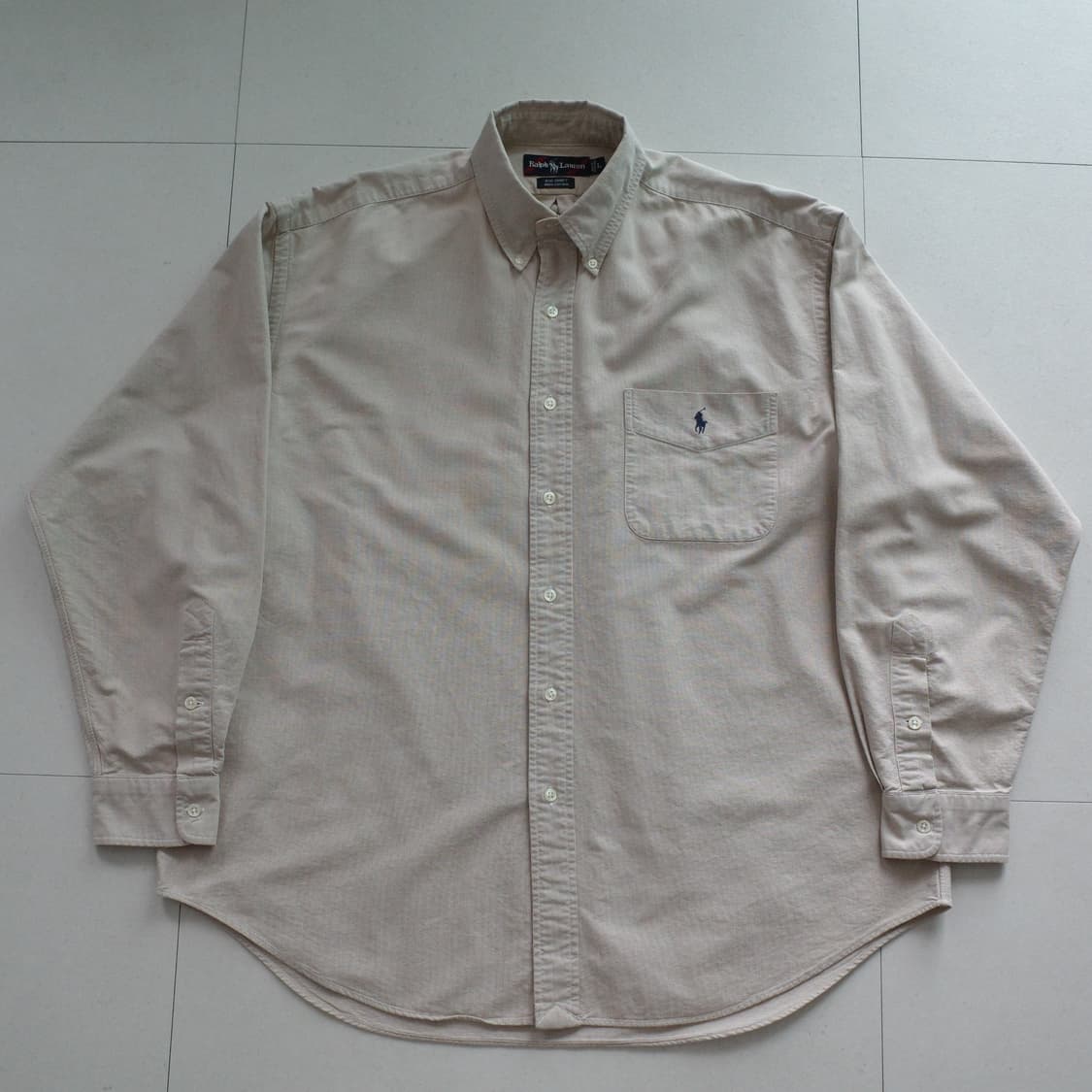 90s 폴로 랄프로렌 빅셔츠 카키 버튼다운 옥스포드 셔츠 L 상품이미지2