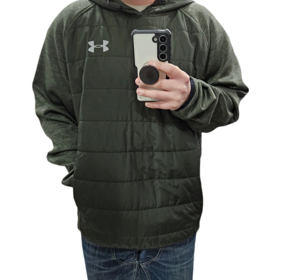 L 105 언더아머 하이브리드 패딩 기모 후드티 올리브 상품이미지2