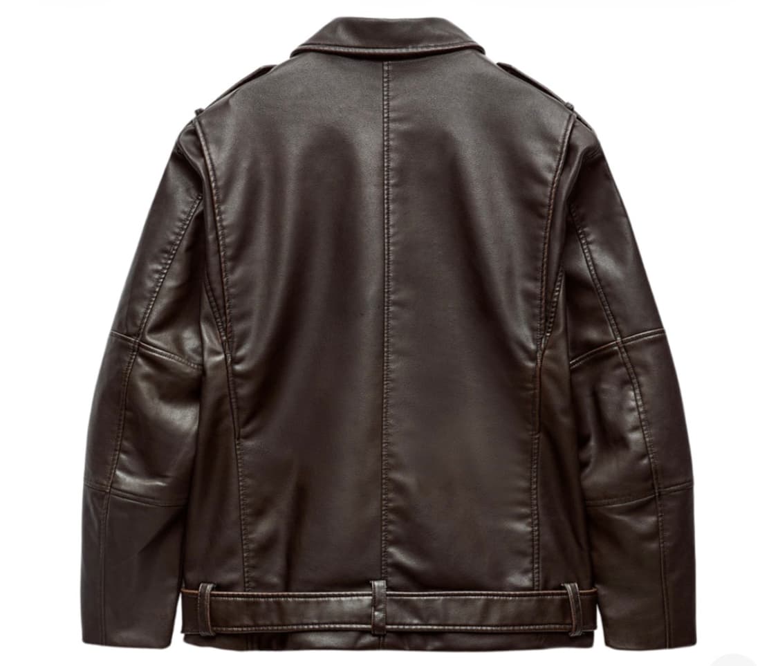 자라 페이디드 오버사이즈 포우 레더 바이커 자켓 상품이미지2