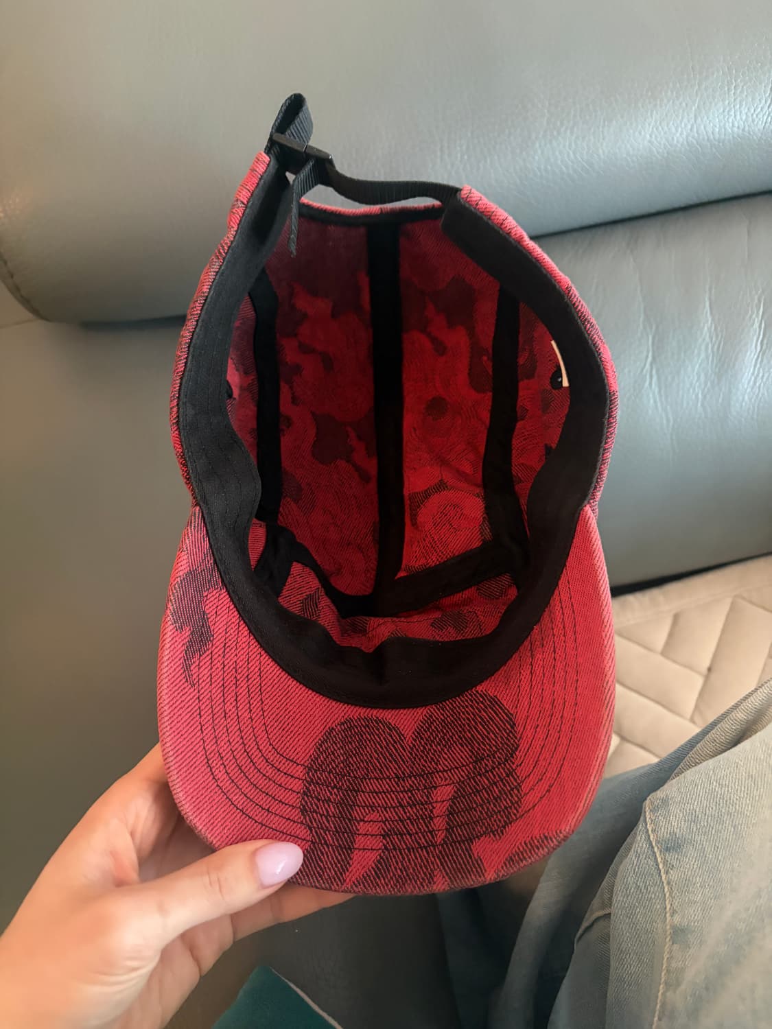 슈프림 플레임 자카드 데님 캠프캡 워시드 레드 상품이미지4