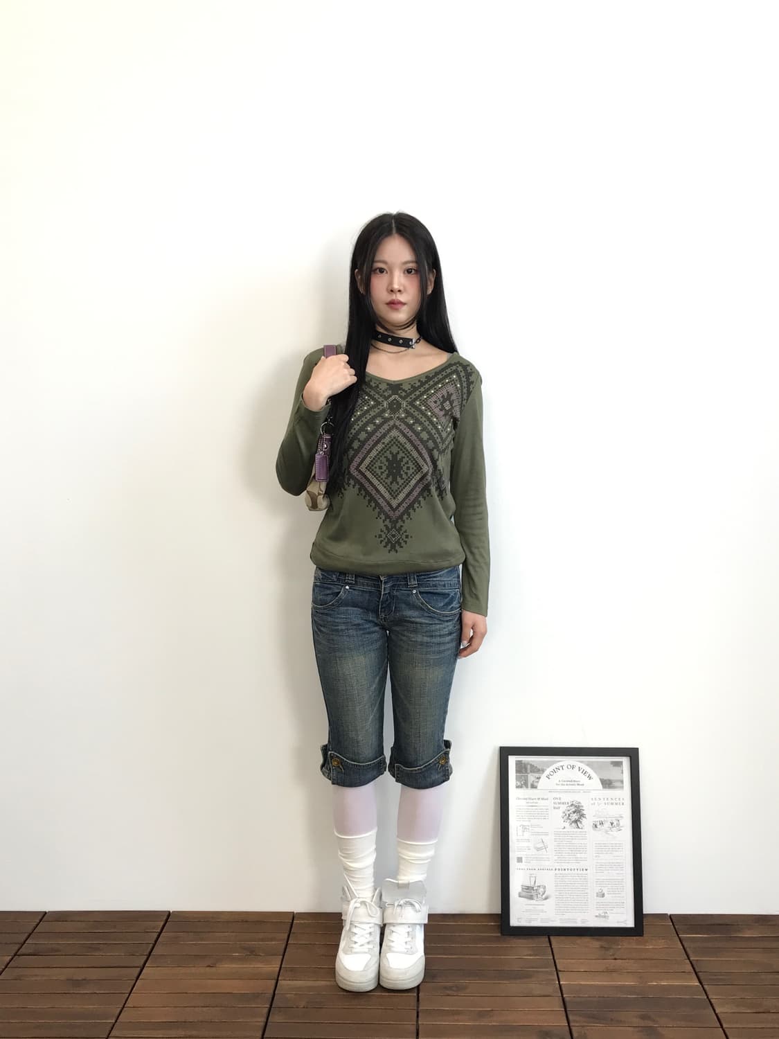 Jpn Khaki Studs Graphic Long Sleeve 상품이미지1