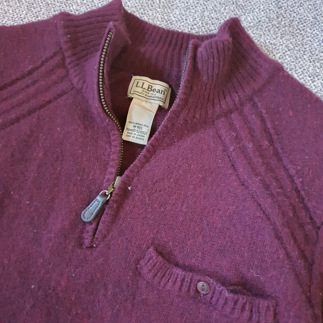 L.L.Bean 버건디 메리노 울 하프 집업 니트 스웨터 no.37 상품이미지3