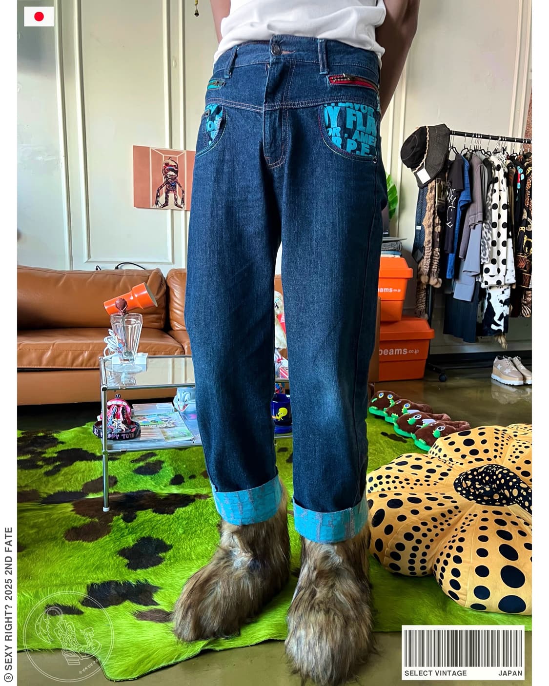 90-00s JPN Graffiti Docking Denim Pants 상품이미지1