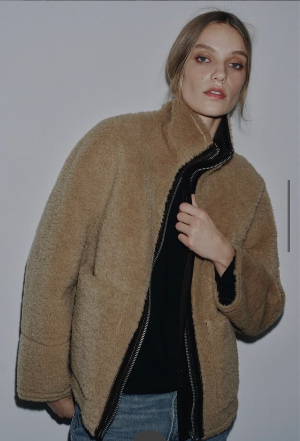 ZARA 자라 에코 시어링 무스탕 자켓 베이지 M 상품이미지1