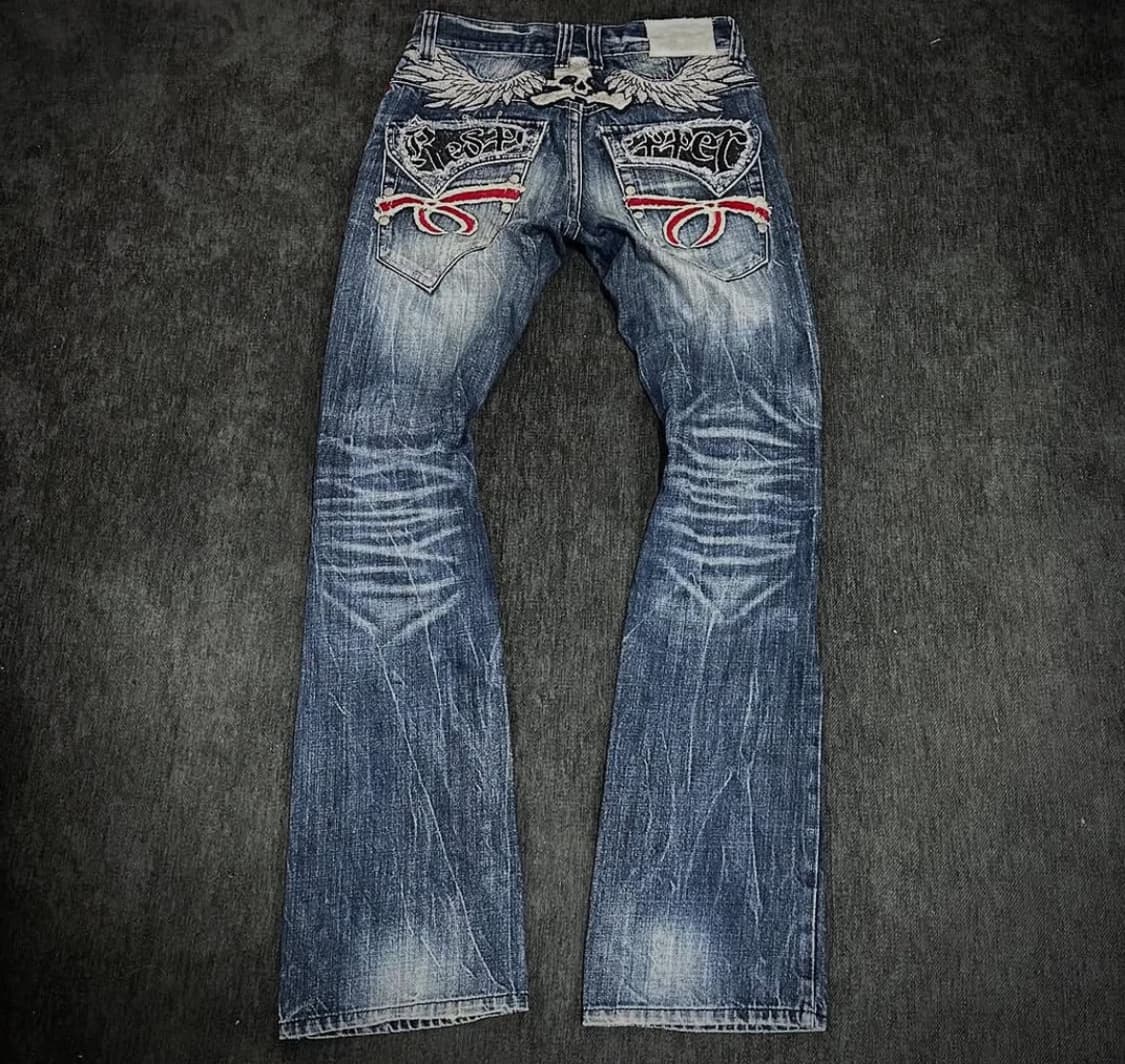 Red pepper 00's skull embroider denim 상품이미지1