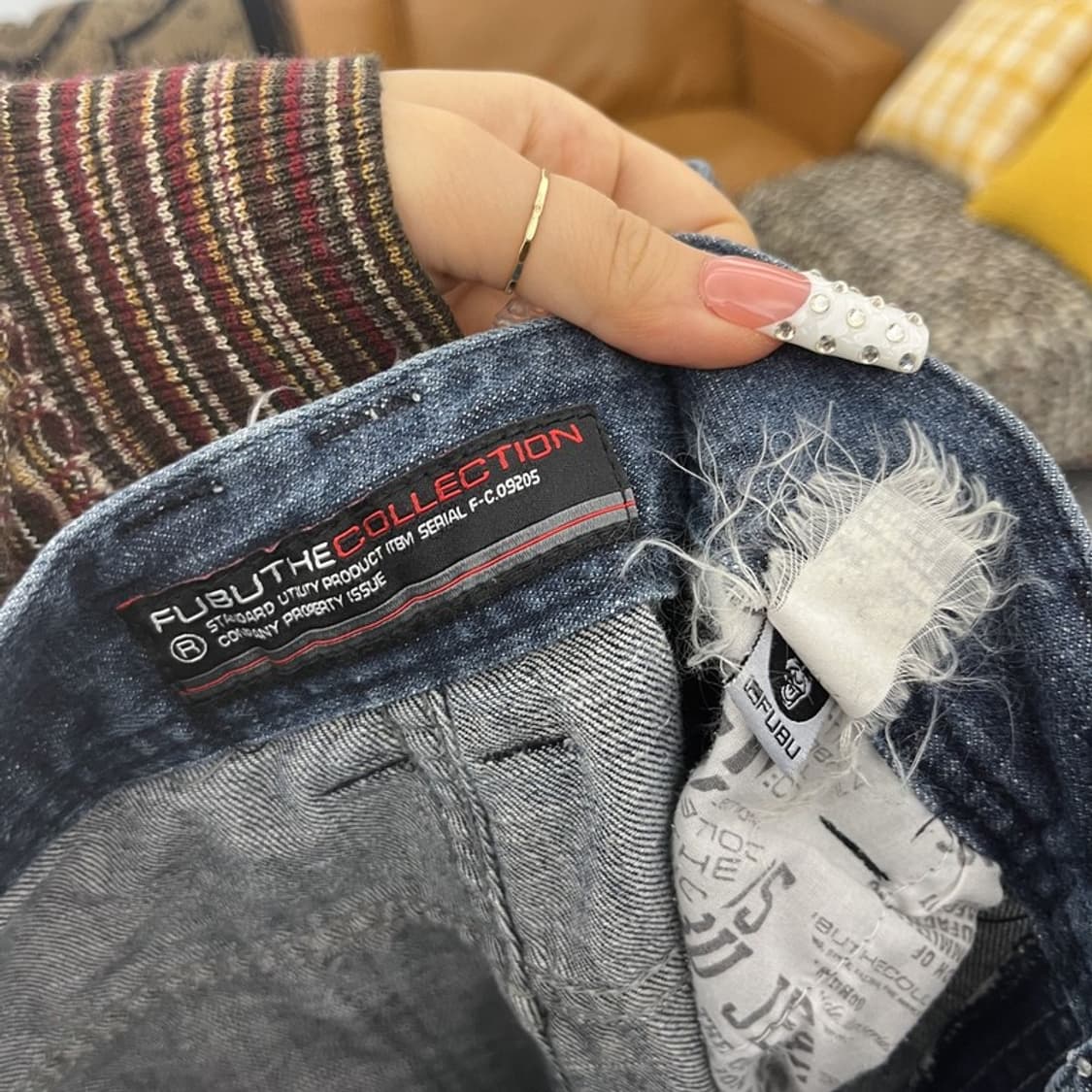 푸부 FUBU 올드스쿨 스트릿 펑크 프린팅 데님팬츠 32인치 C10237 상품이미지5