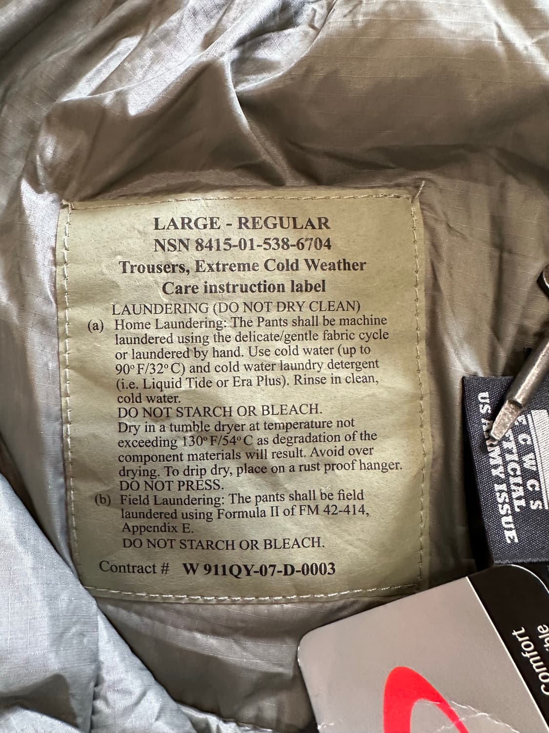 [새상품/L-R] ECWCS Gen3 레벨7 프리마로프트 방한 바지 상품이미지8