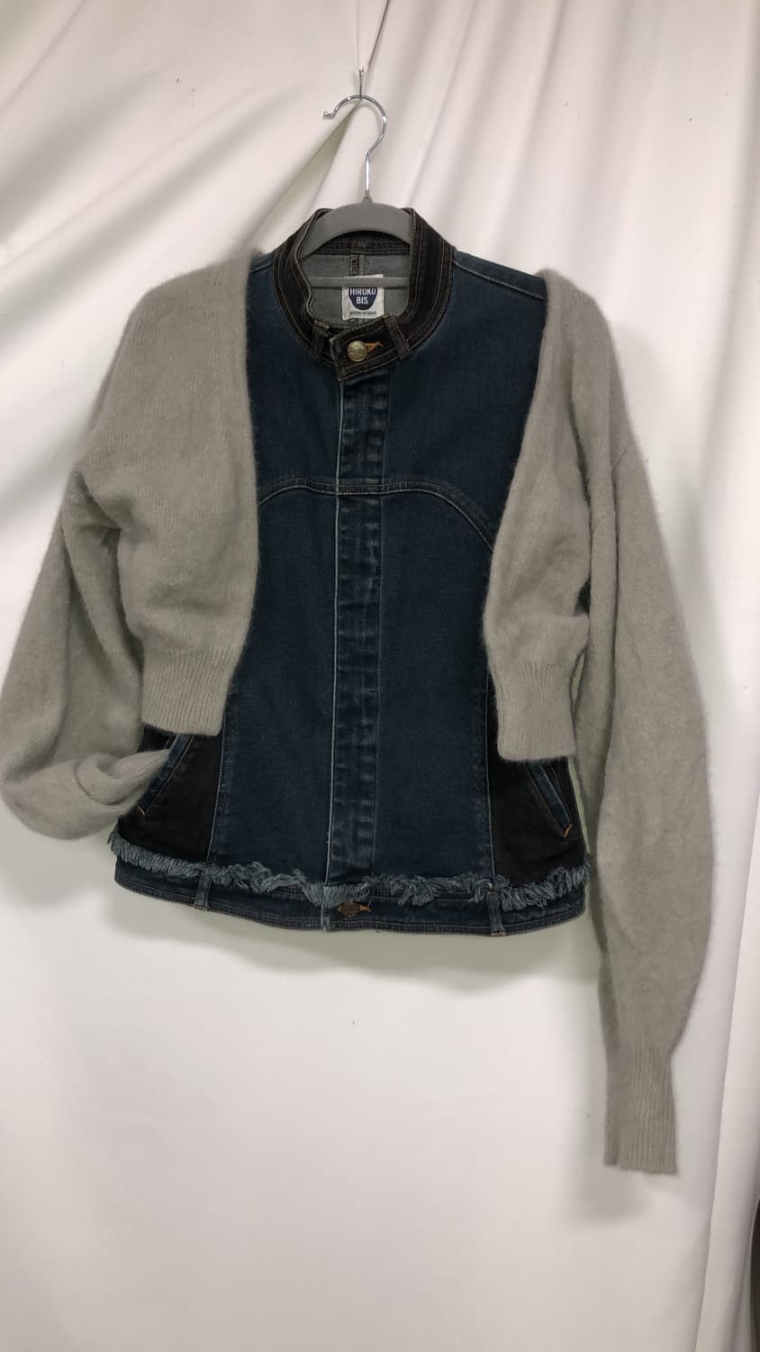 히로코비스 배색 데님 탑&베스트 자켓 상품이미지3