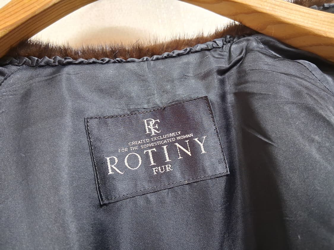 일본구제 ROTINY 밍크하프쟈켓 밍크코트 짙은브라운 검정섞인 66까지 상품이미지10