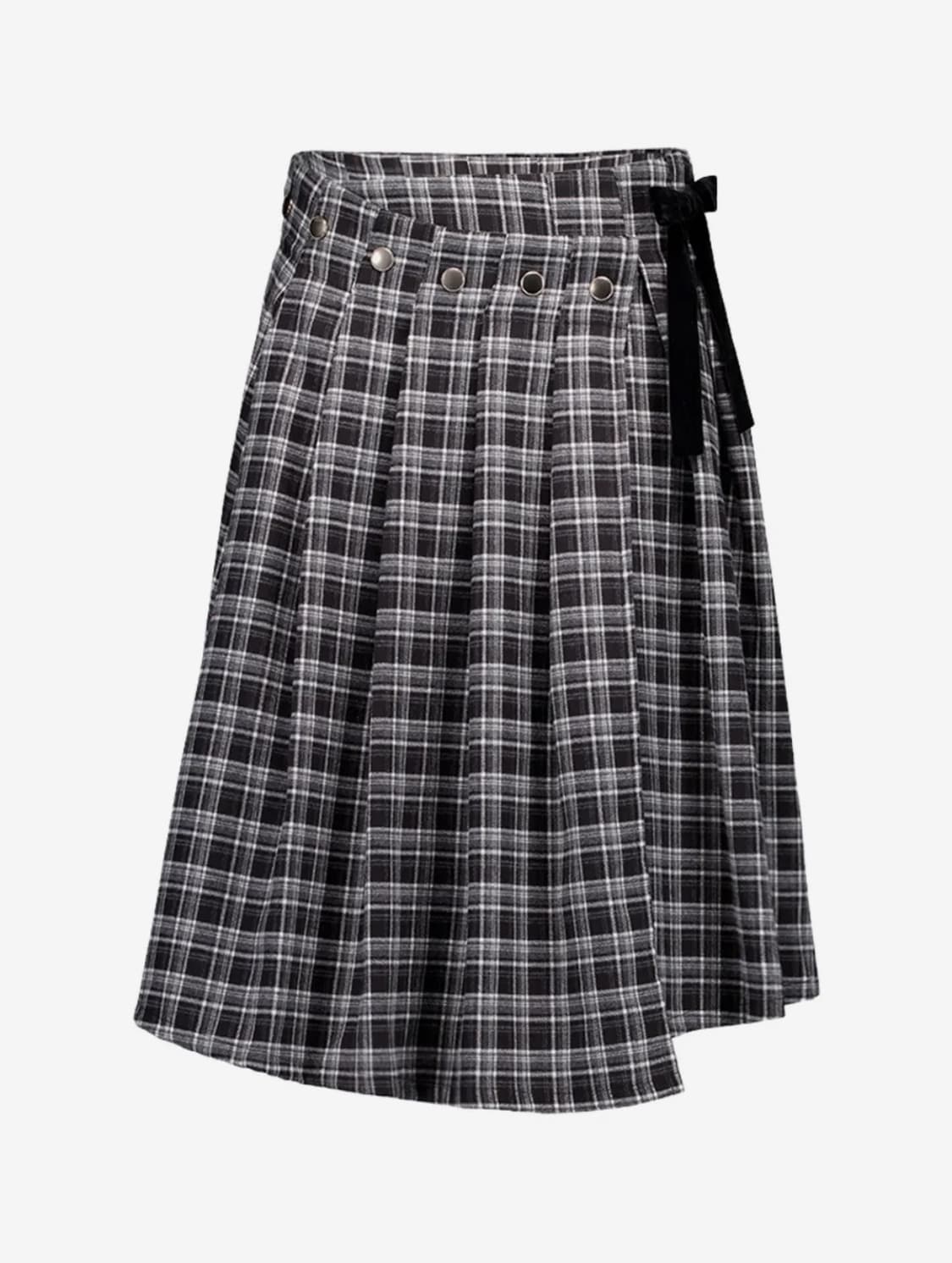 셋업이엑스이 체크 랩 스커트 블랙 색상 상품이미지2