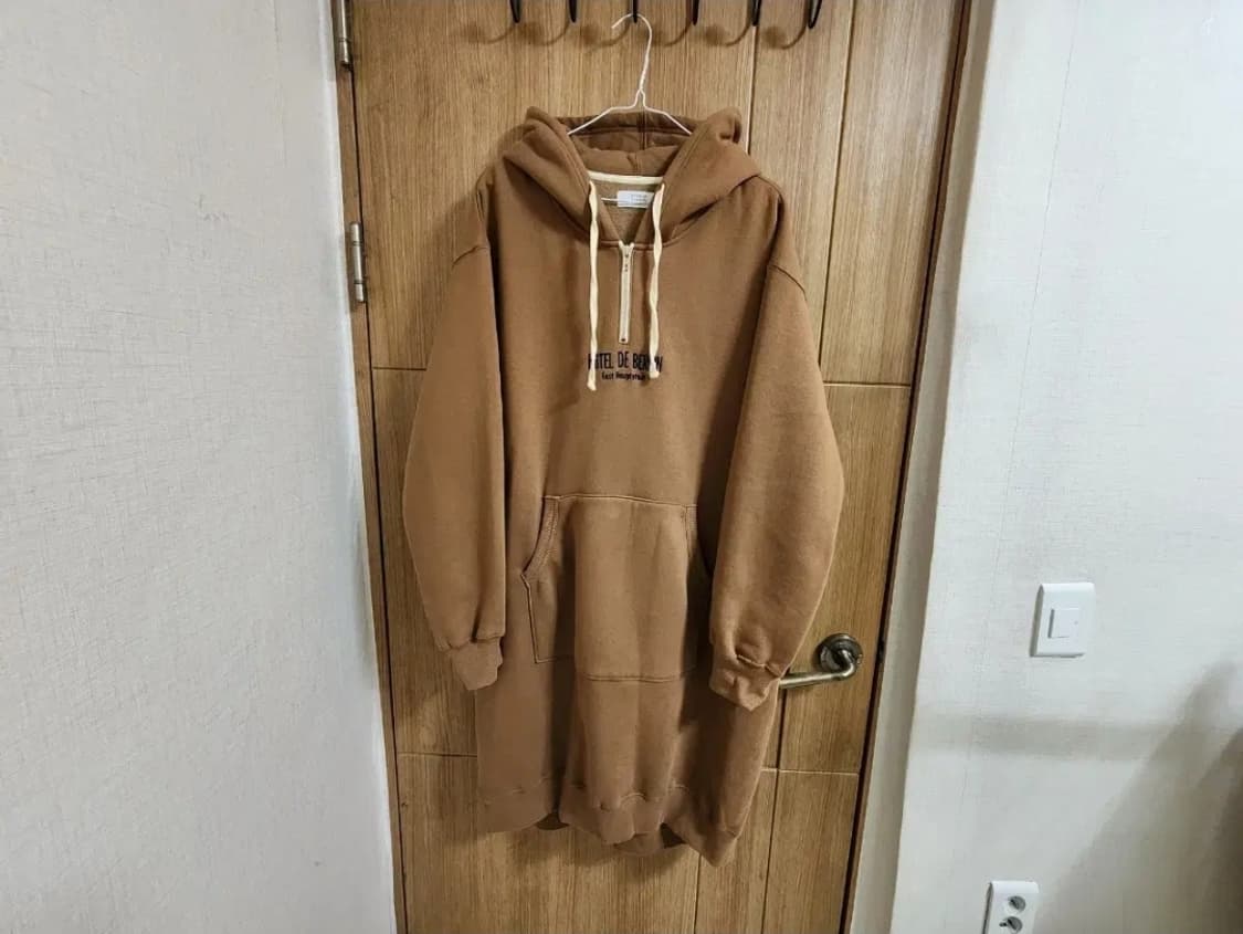 (F)여성 톰보이 기모 후드 롱 원피스 상품이미지1