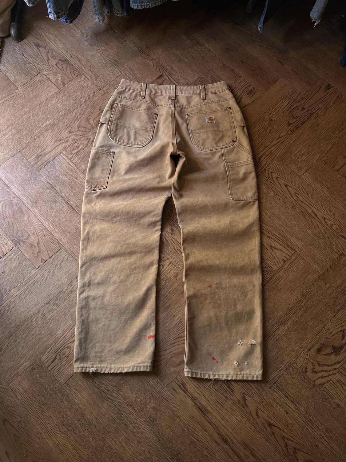 [30]칼하트 USA 빈티지 페인팅 브라운 더블니 워크 팬츠 상품이미지2