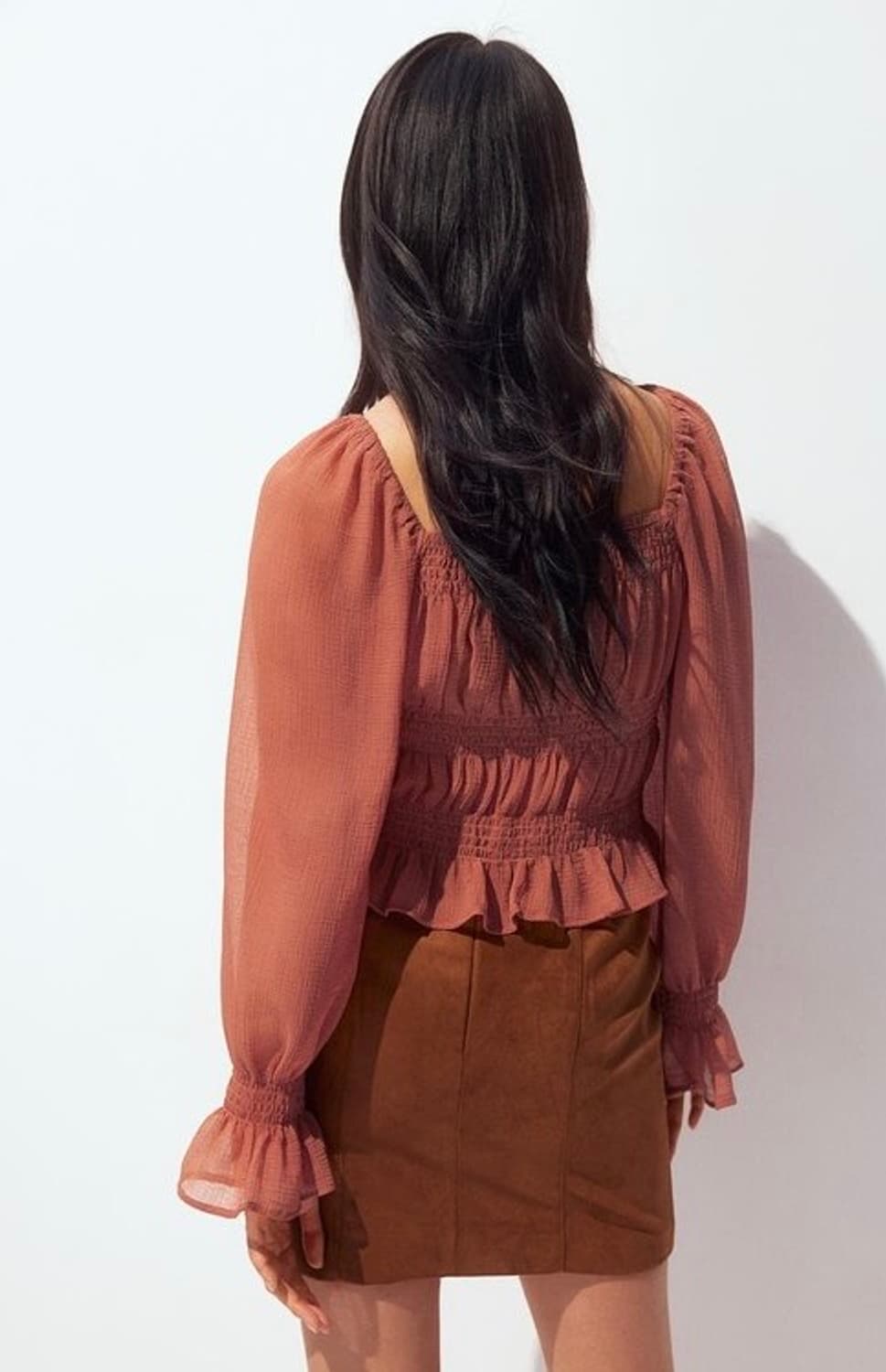 h&m 스퀘어넥 셔링 블라우스 (S) 상품이미지2