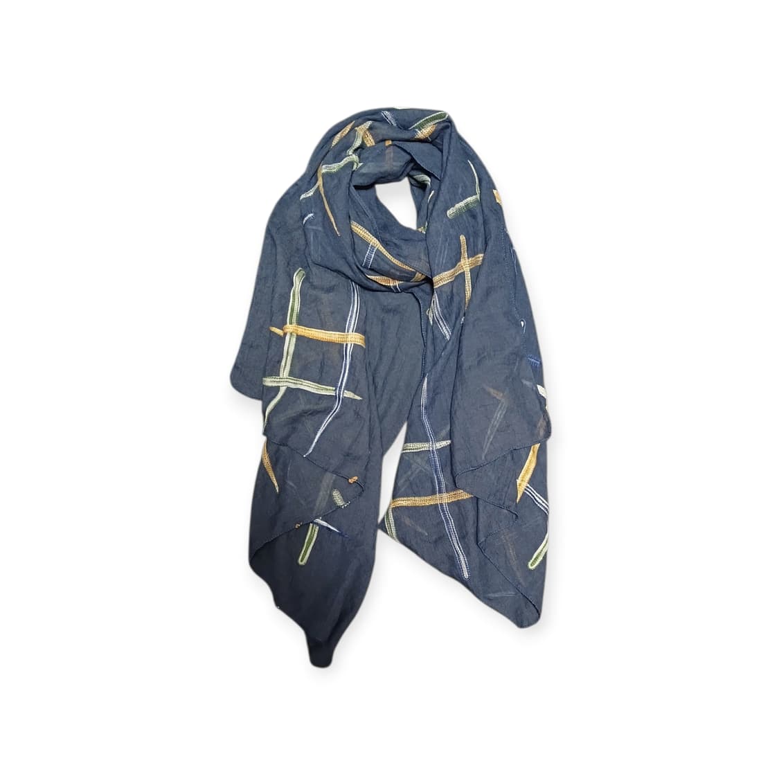 격자패턴 네이비 스카프  상품이미지1