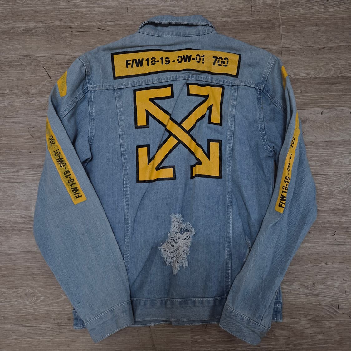 오프화이트 18-19 FW 애로우 빅프린팅 데님 청자켓 L(100) 상품이미지6