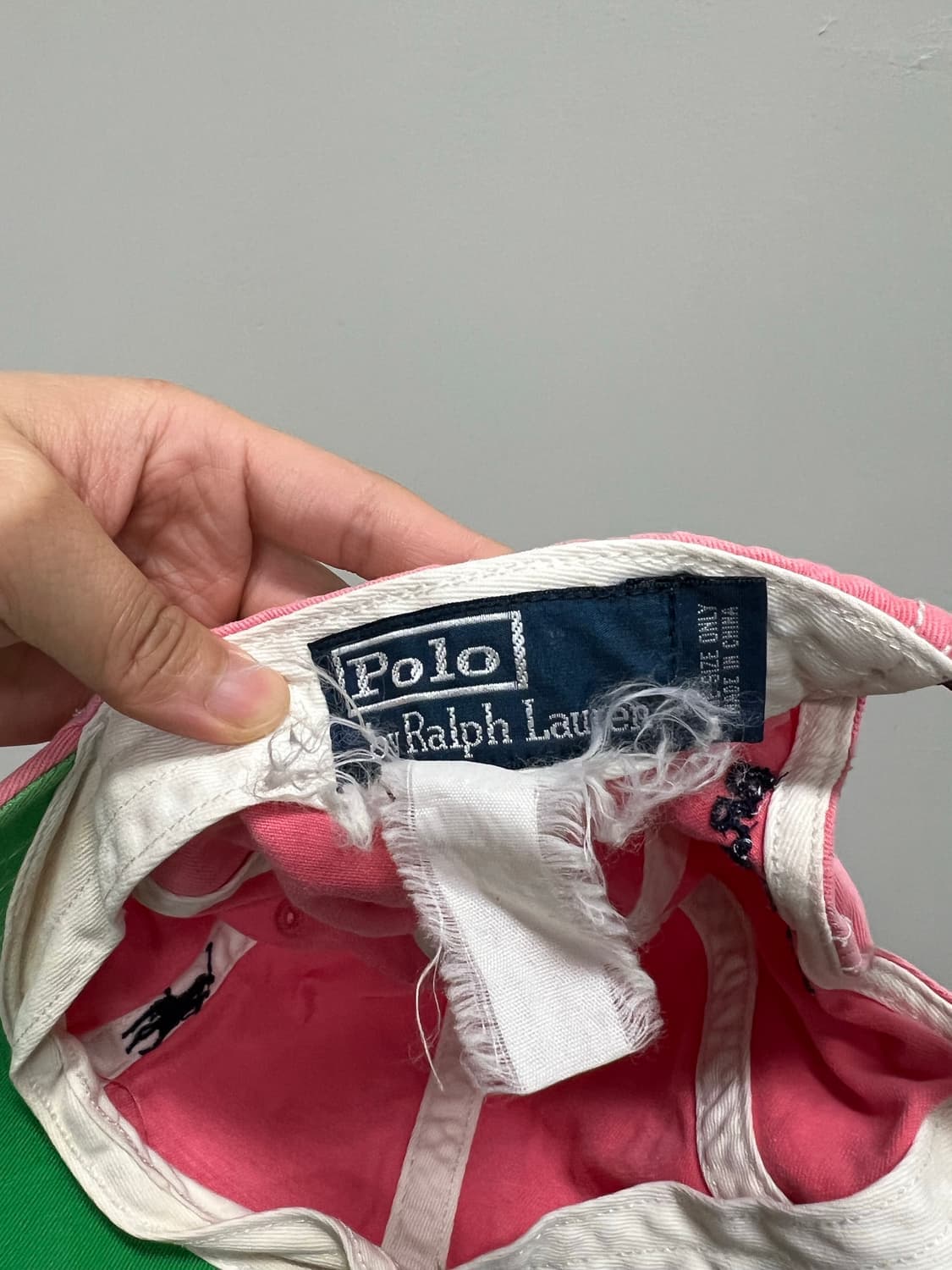 (OS) 폴로랄프로렌 올드스쿨 볼캡 핑크/화이트 스티치 상품이미지4