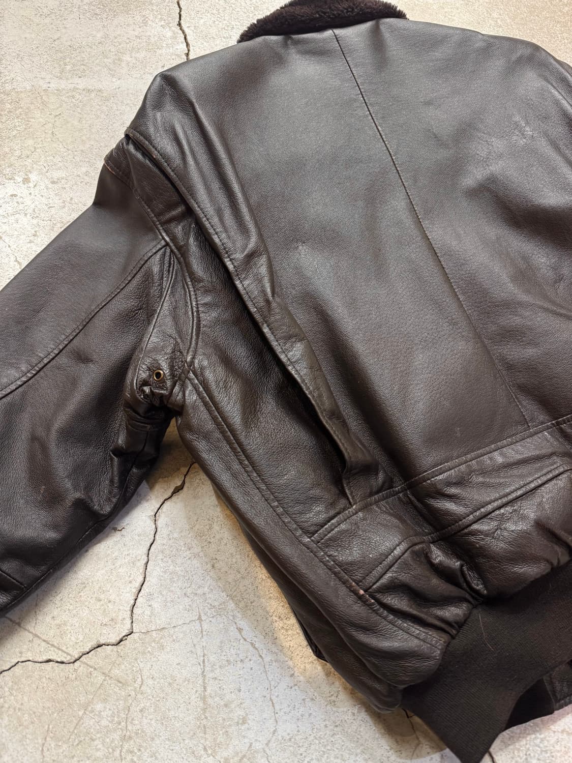 90s Airborne 라이닝 레더 플라이트 자켓 상품이미지9