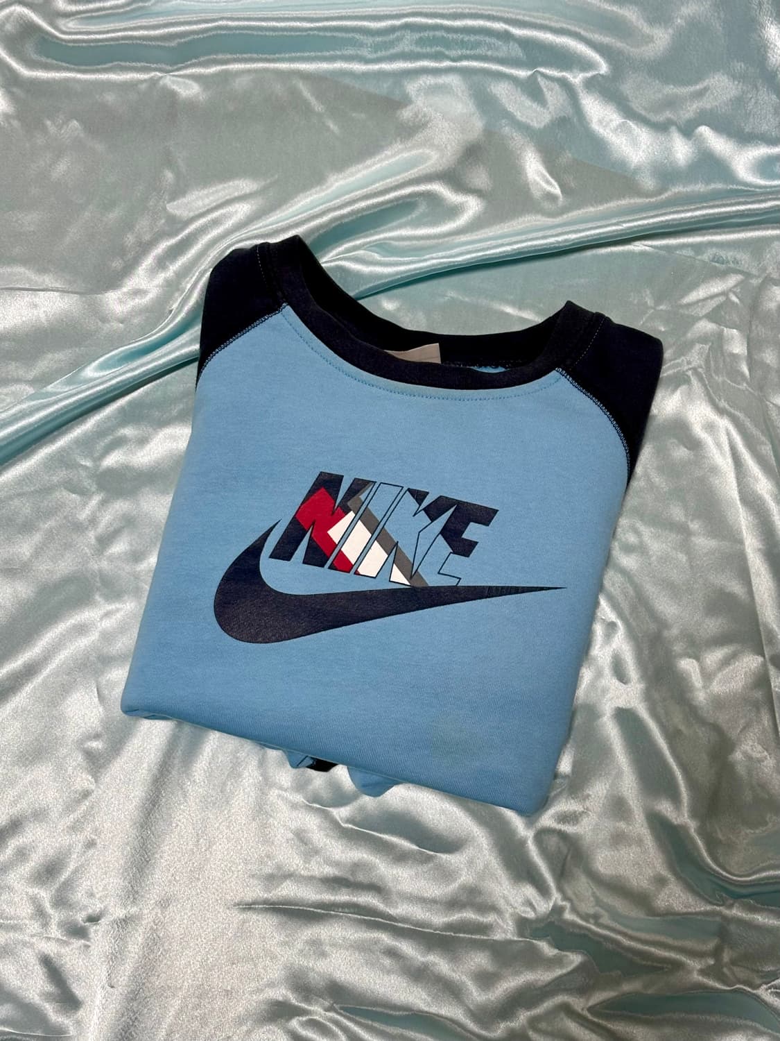 올드 나이키 스카이블루 스웻 롱슬리브 티셔츠 상품이미지6