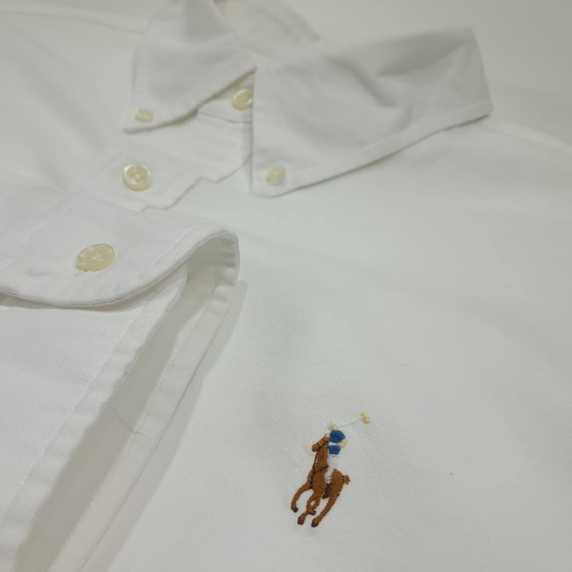 CL477 2XL 폴로 90s 코튼 멀티포니 화이트 셔츠 남방 상품이미지4