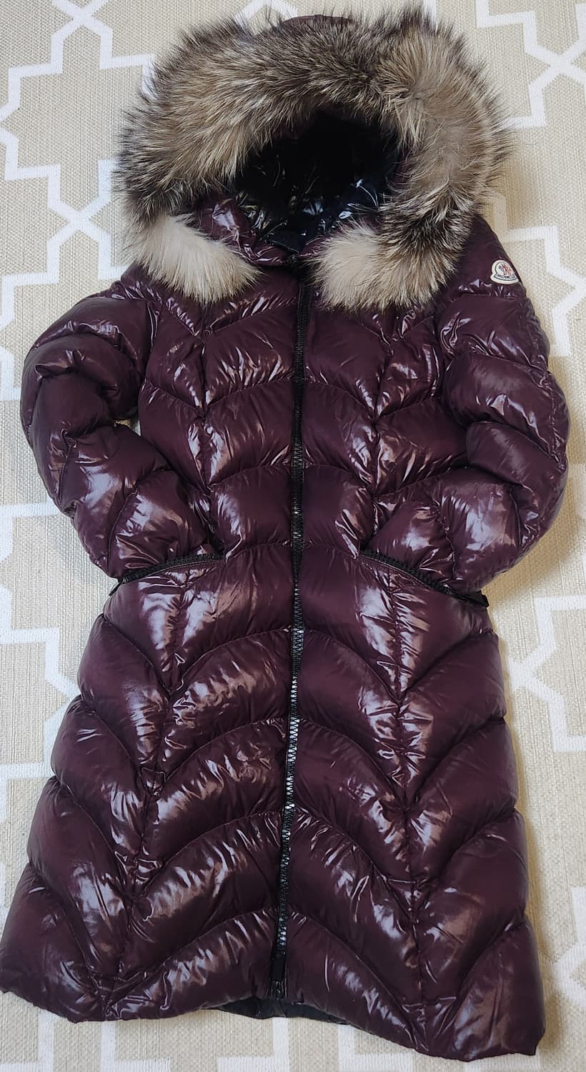 [정품]몽클레어 패딩 알비지아 (풀마러스) 폭스퍼 와인/블랙 2 새상품급 상품이미지5