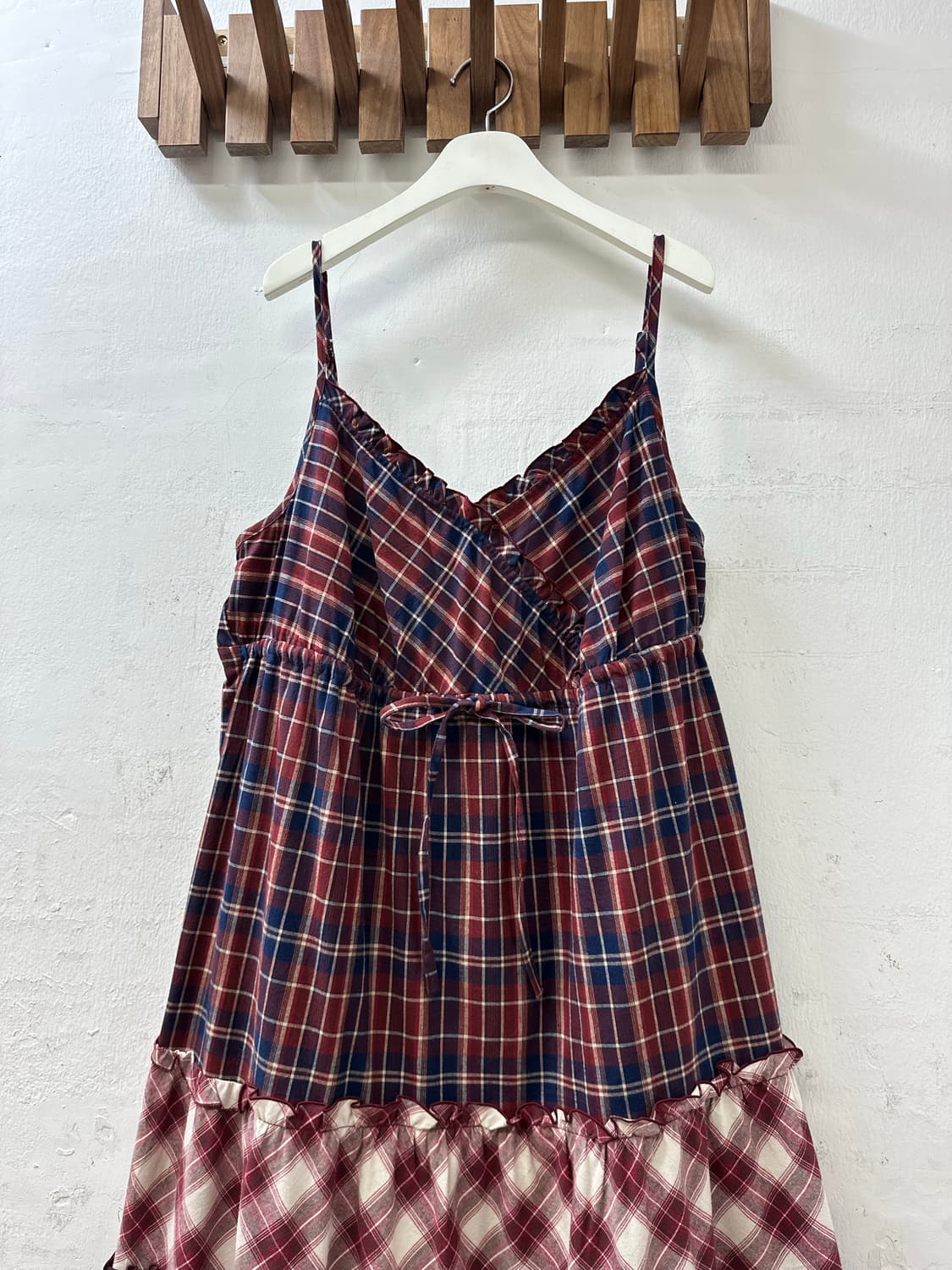 일본빈티지 체크 패턴 체크 믹스 코튼 100% 원피스 (끈조절가능) 상품이미지2