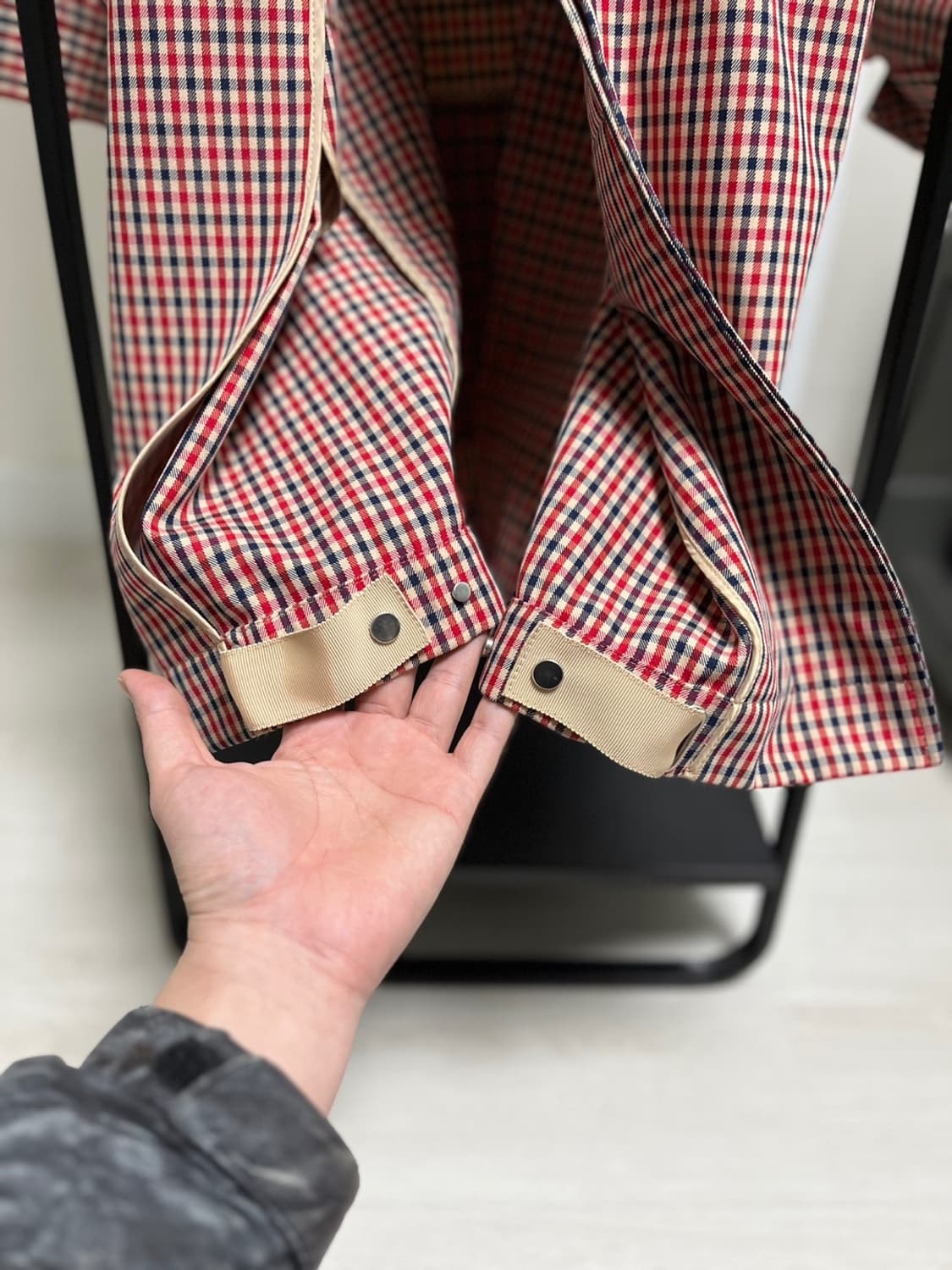 정품 48) 우영미 체크 하이넥 트렌치 코트 100~105 상품이미지5