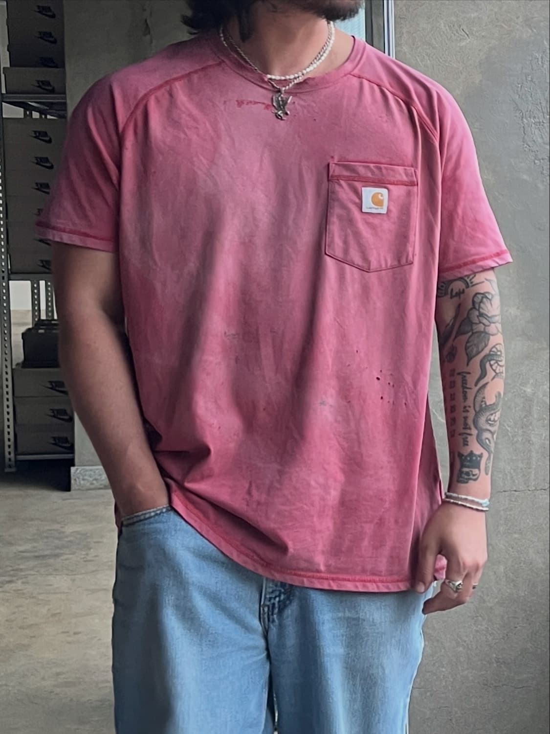 Carhartt Faded Red Pocket T-Shirt 상품이미지1