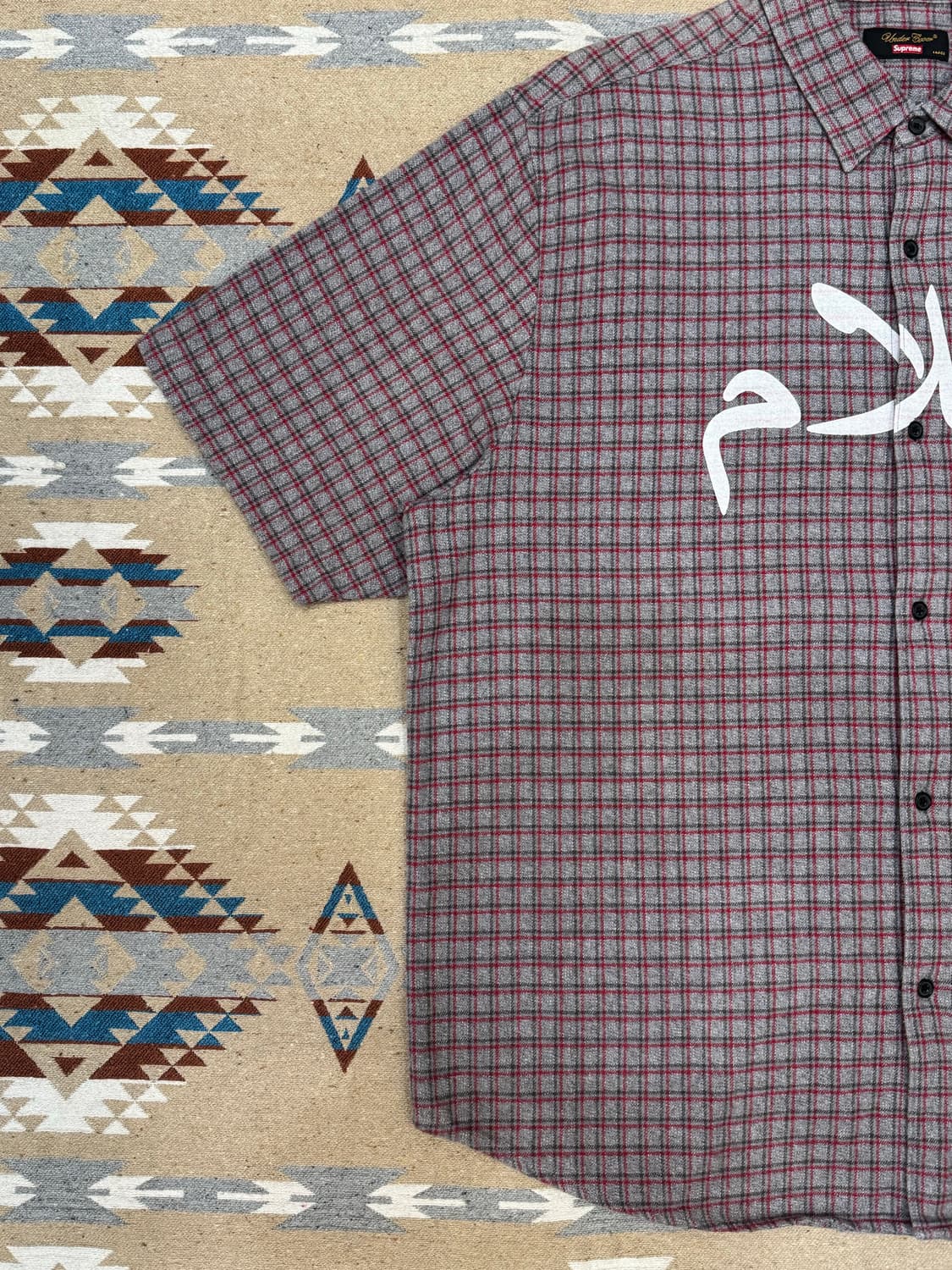 [L] 슈프림 x 언더커버 숏슬리브 플란넬 셔츠 그레이 플레이드 상품이미지4