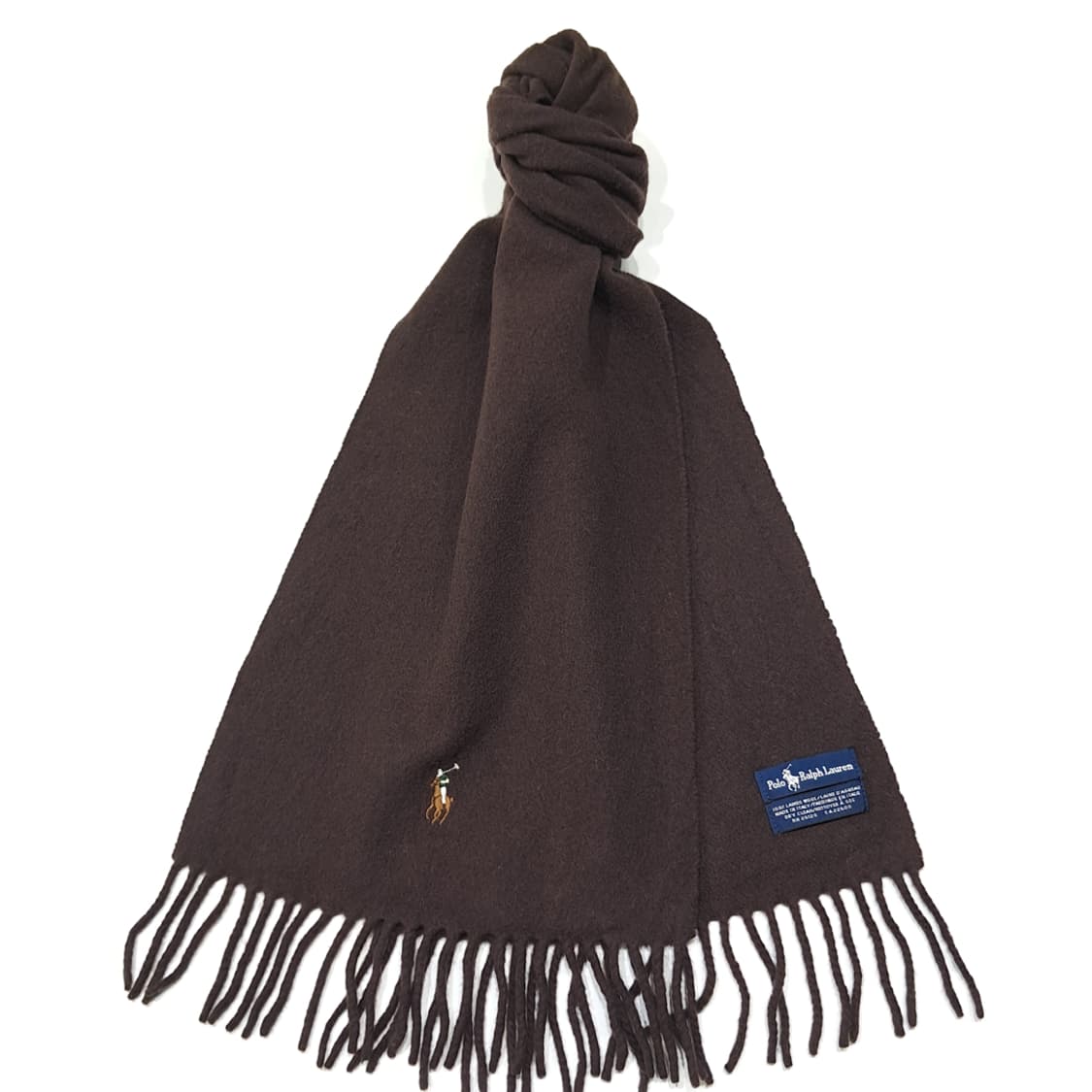 MX431 폴로 이태리판 램스울 포니자수 브라운 머플러 목도리 상품이미지2