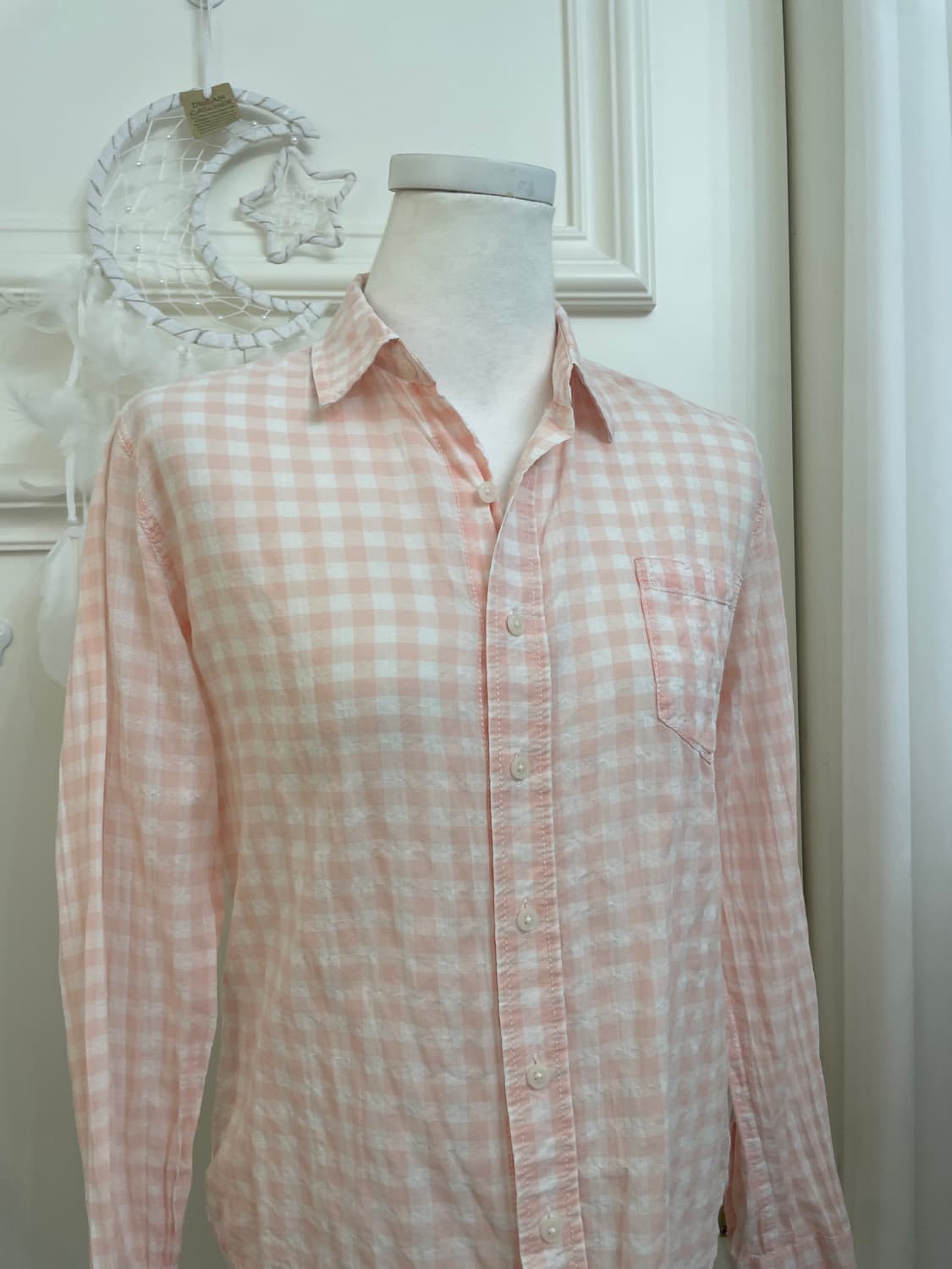 coral gingham-check summer shirt(size-0) 상품이미지5