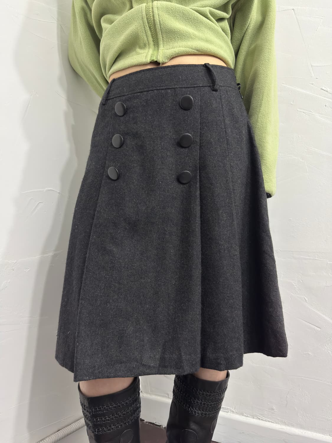 glacier button pleats midi skirt 상품이미지3