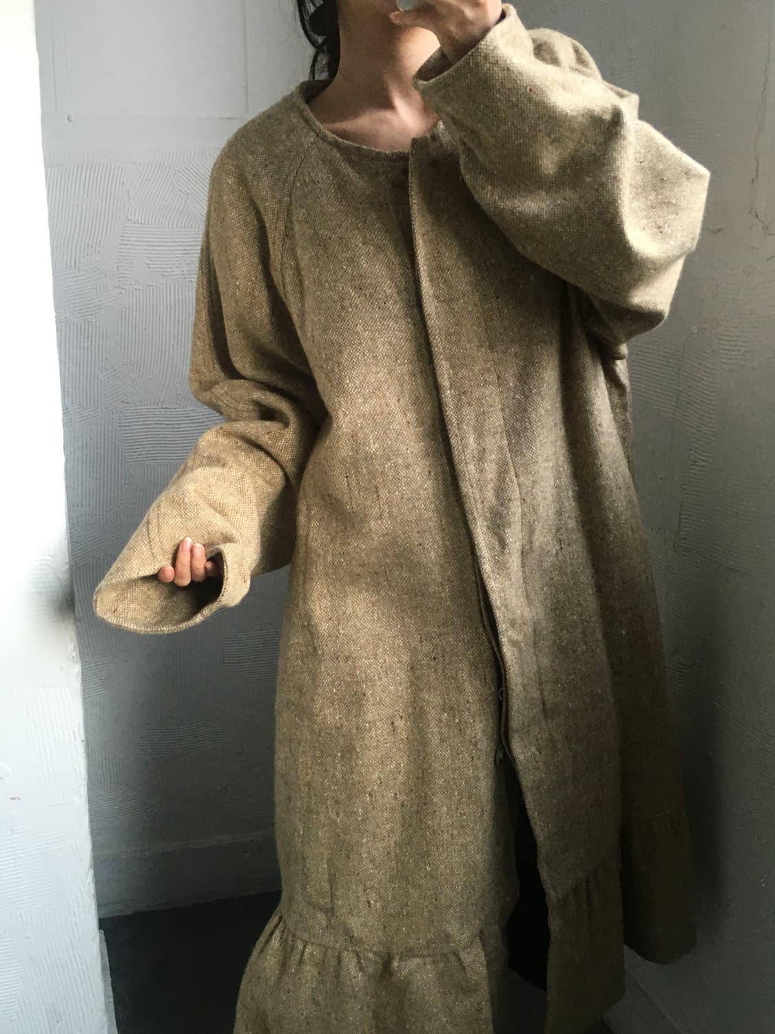 Burberry 버버리 아이리쉬 트위드 논카라 러플 코트 상품이미지2