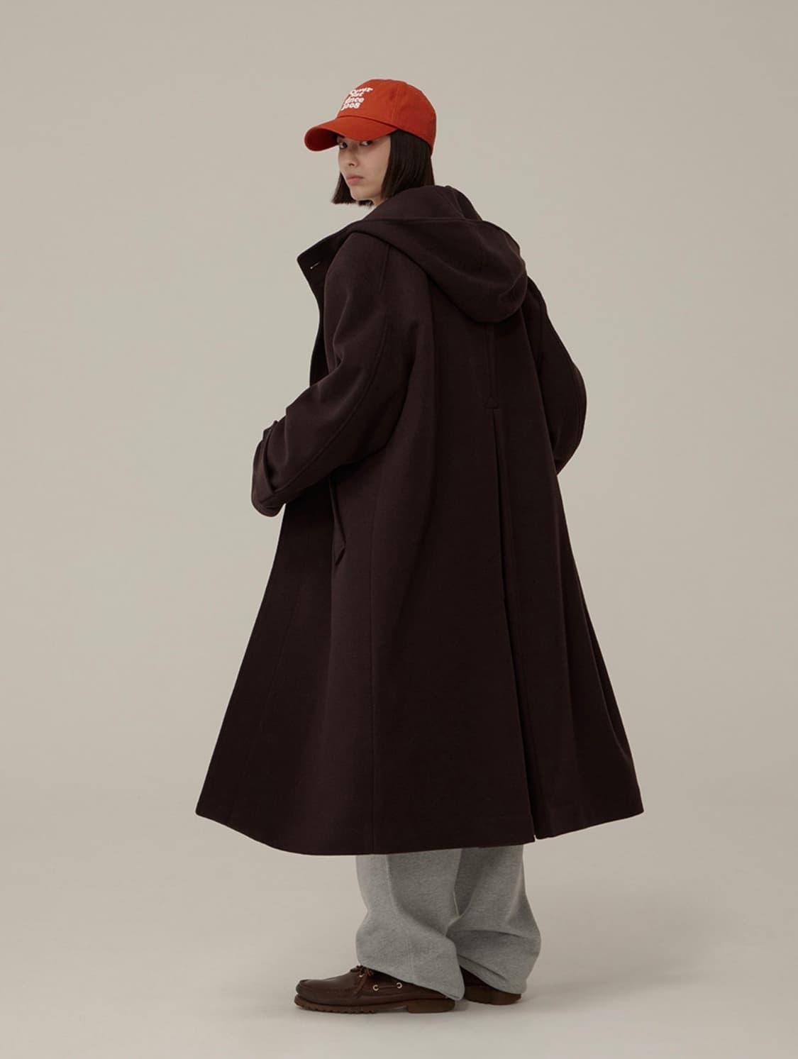 커버낫 24FW 캐시미어 블렌드 후드코트 - 초콜릿 M 상품이미지9