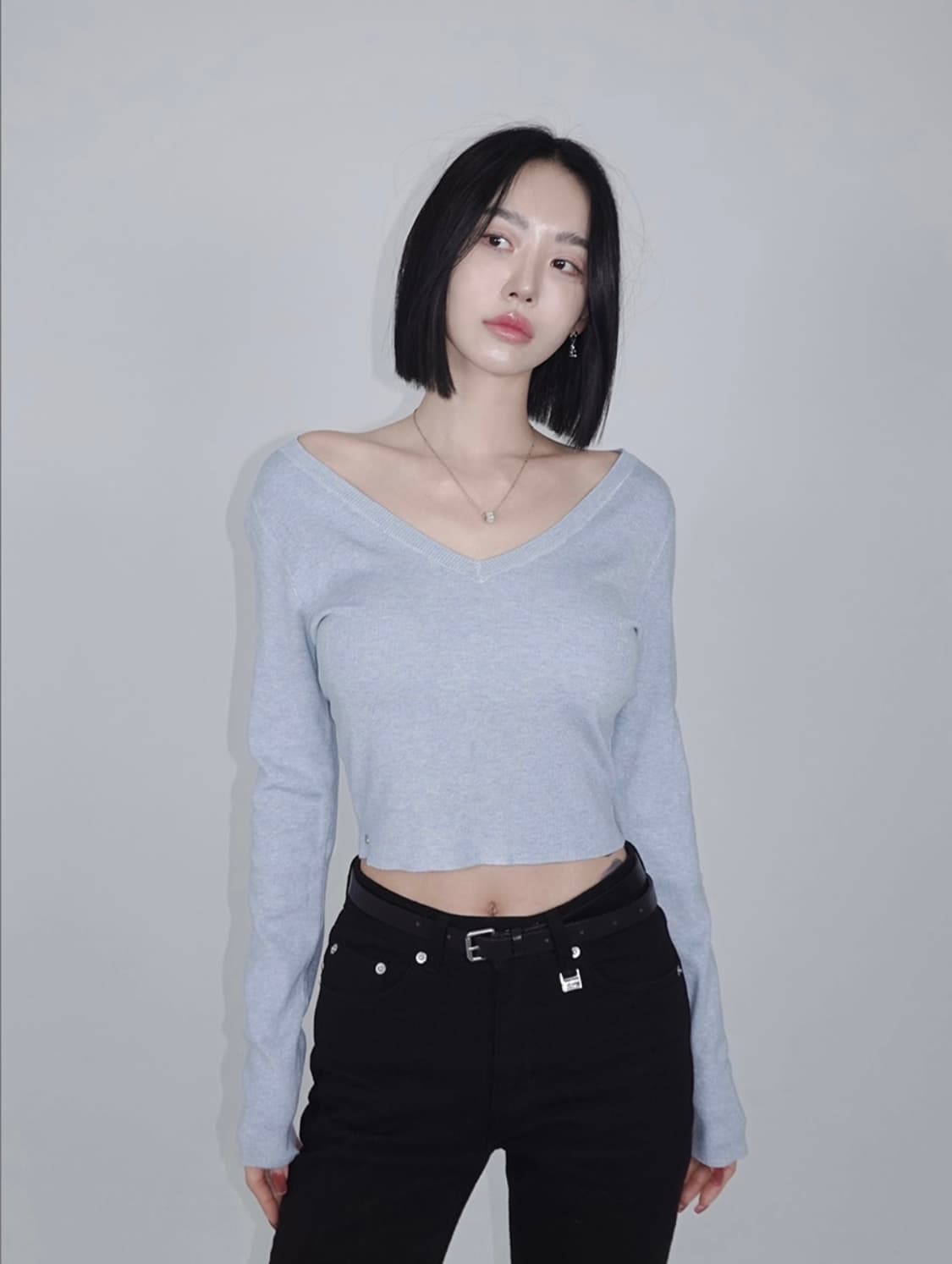 (새상품) 페일제이드 레이온 니트 티 네이비  상품이미지3