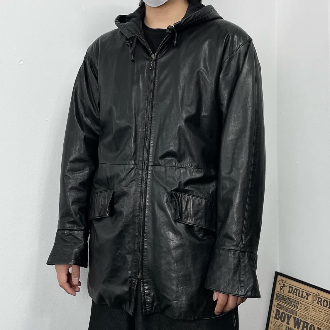 L 톰보이 리얼레더 양가죽 후드코트 상품이미지2
