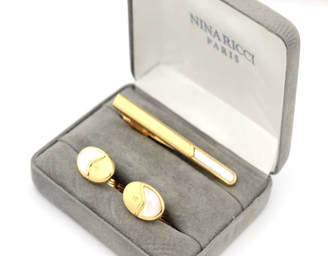 니나리치 A+,A등급 6cm 천연자개 명품 넥타이핀 커프스 세트 상품이미지1