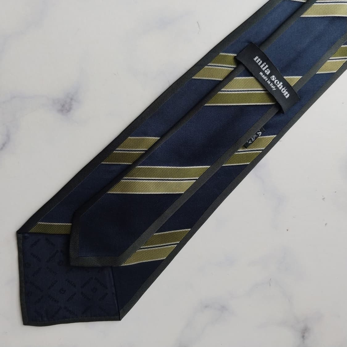 밀라숀 실크 네이비 스트라이프 넥타이 8.7cm S~A+등급 K2519 상품이미지9