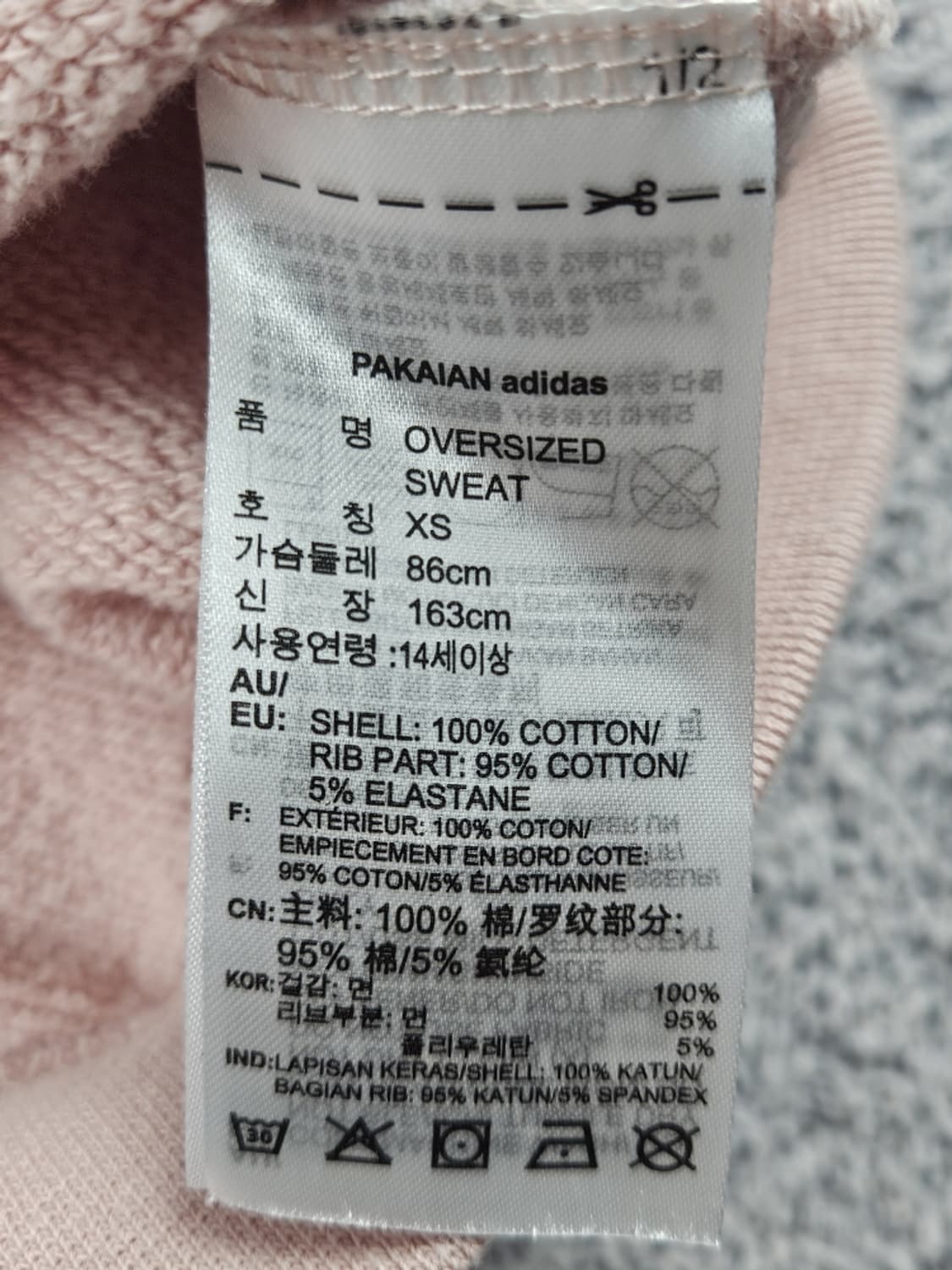 아디다스 빅 프린팅 로고 래글런 스웻 맨투맨 ( XS ) / 10163 상품이미지8