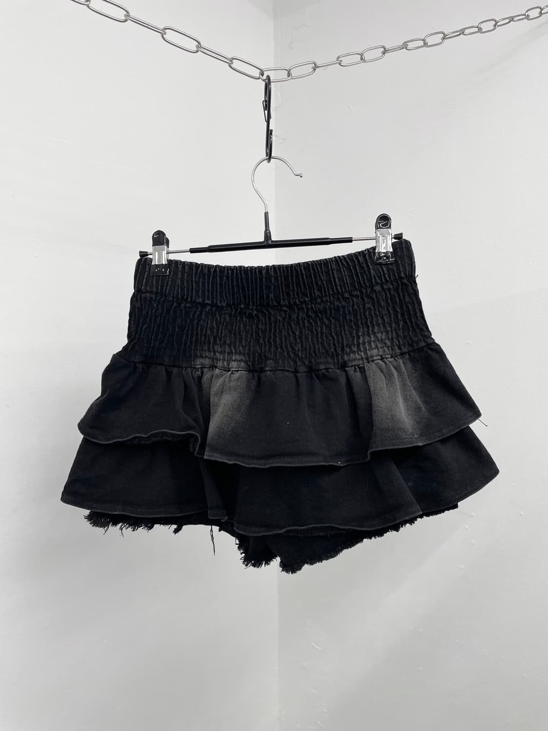 블랙 워싱 리본 큐롯 스커트 상품이미지8