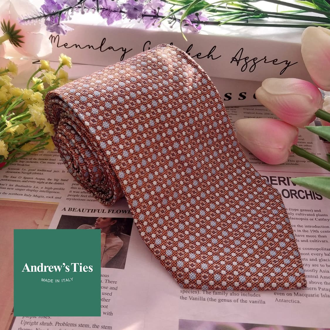 앤드류스타이 실크 마이크로 패턴 넥타이 9.2cm A+등급 K1356
 상품이미지1